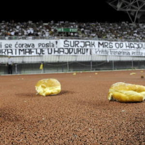 Protest protiv Uprave na čelu s Joškom Svagušom 15. kolovoza 2009. na utakmici s Interom